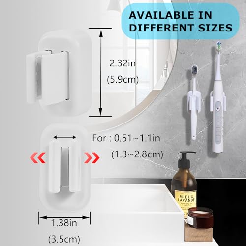 4PCS Wall Mounted Electric Toothbrush Holder, Adhesive & Waterproof Holder | No-Drill Design, Multi-Function Bathroom Organizer for Shower & Cabinet, Space Saving (White) - color: White Toothbrush Holder-4pcs