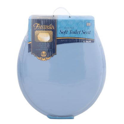 PowerSellerUSA Vinyl Round Soft Toilet Seat, Adjustable Hinges Toilet Seats with Non Slip Grip Tight Bumpers, Standard Heavy Duty Plastic Bathroom Toilet Seat Close Lid Set, Aqua - color: Aqua - Vinyl, size: 17" Standard