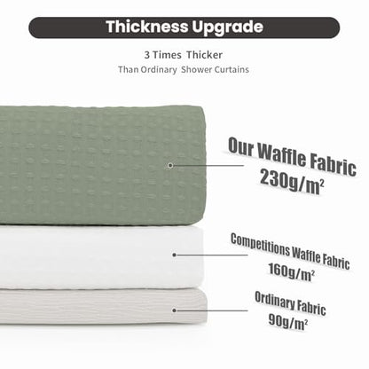 Inhousolu No Hook Shower Curtain with Removable Snap-in Liner, Waffle Weave 230 GSM Polyester, Weighted Hem, Water Repellent Washable, 36 x 72 Inch, Sage Green - color: Sage Green, size: 36"W x 72"L (Pack of 1)