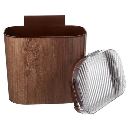 Large Capacity Wall-Mounted Trash Can with Lid, Stick on Plastic Kitchen Wastebasket for Cabinet Door, Space-Saving Bin for Bathroom and Utility Room