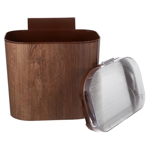 Large Capacity Wall-Mounted Trash Can with Lid, Stick on Plastic Kitchen Wastebasket for Cabinet Door, Space-Saving Bin for Bathroom and Utility Room