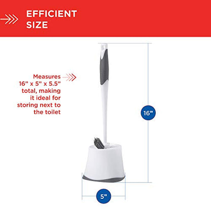 Clorox Corner Toilet Bowl Brush with Under Rim Scrubber, Includes Corner Storage Caddy, White
