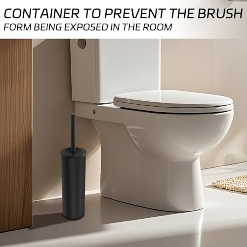 Stainless Steel Toilet Brush with Holder Set for Bathroom Storage and Organization Toilet Bowl Cleaner Brush and Holder (1, Black) - color: Black
