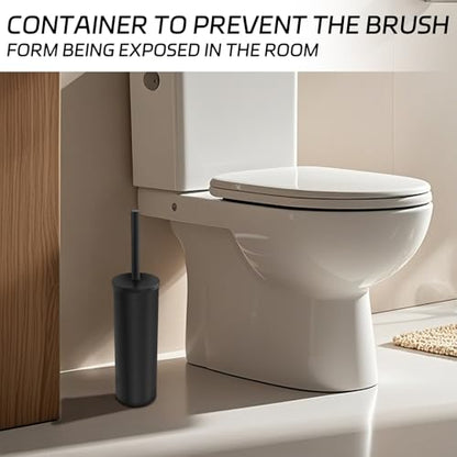 Stainless Steel Toilet Brush with Holder Set for Bathroom Storage and Organization Toilet Bowl Cleaner Brush and Holder (1, Black) - color: Black