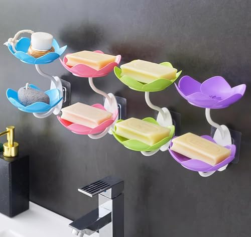 Soap Holder Shower,bar soap Holder,Adhesive Soap Dish for Bathroom Wall | Wall Mounted Self Draining,NO Drill Sponge Holder for Bathroom,Bathtub Kitchen Sink,Easy Cleaning,Keep Dry,2 tier,Blue - color: D-blue