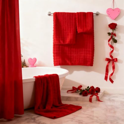COZYART Lint Free 8 Pcs Bathroom Towels Set Ultra Soft Microfiber Red | Fluffy, Thick, Highly Absorbent, Fast Dry, No Shedding, No Pilling, Fade Resistant, Durable, Long-lasting - color: Red