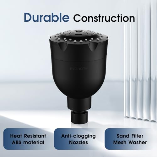 High Pressure Boosting Shower Head, ALOHOME 6 Powerful Spray Settings - Perfect for Low Water Pressure Homes, 3.6" Luxury Modern Shower Head with 360° Adjustable Brass Ball Joint - Matte Black - color: Matte Black