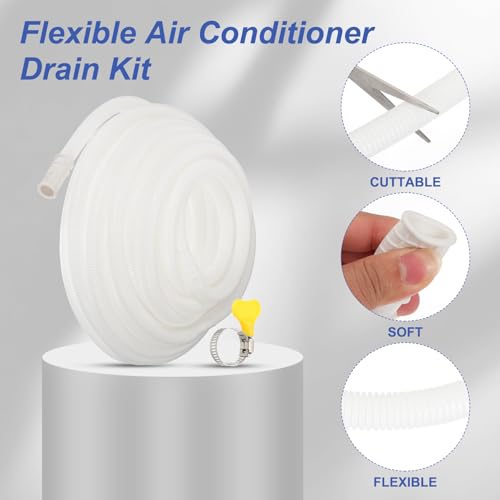 PATIKIL 65.6ft Air Conditioner Drain Kit, Universal AC Drain Hose Connector Hose with Clamp Rubber Adapter for Mini-Split Window AC Unit Dehumidifier Faucet - size: 65.6ft
