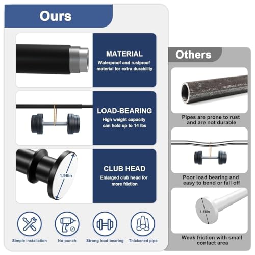 Small Shower Curtain Rod 18-32 In, Black Short Tension Rod | Installs by Spring Tension with No Drilling, Built in Durable Stainless Steel - color: Black