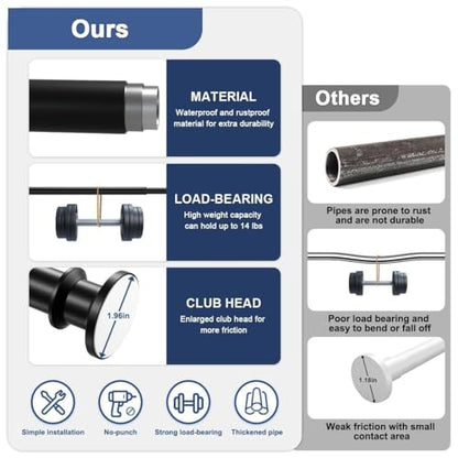 Small Shower Curtain Rod 18-32 In, Black Short Tension Rod | Installs by Spring Tension with No Drilling, Built in Durable Stainless Steel - color: Black