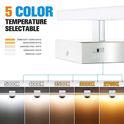 VOLISUN Modern Over Mirror Chrome Bar Vanity Light - Dimmable 5CCT LED Fixture, 39.4 inch, 24W - ETL Certificated - color: Chrome, size: 39.4inch