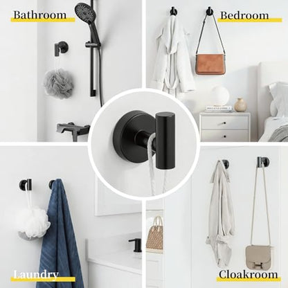 HOMOTEK 4 Pieces Bathroom Accessories Hardware Set, 24 inch Towel Bar, Towel Ring, Robe Hook, Toilet Paper Holder, Stainless Steel Rack Kit Wall Mounted, Matte Black - color: Matte Black