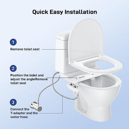 Bidet Attachment for Toilet Seat, Dual Nozzle Rear and Feminine Wash, Self Cleaning Sprayer, Non Electric Bidet with Adjustable Cold Water Pressure, EB012 Dual Wheel - color: White-01