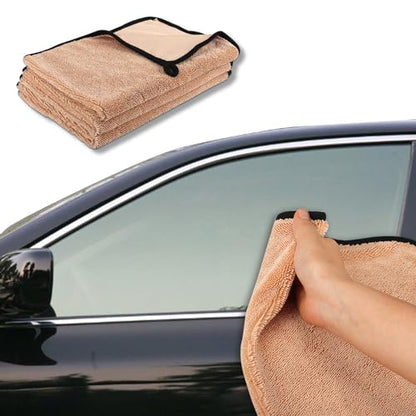 Tefola Wipes Shower Cleaning Cloths, Drying Towel, Super Absorbent Microfiber Bath Towels, Soft Microfiber Cleaning Cloth for Shower, Car, Home, Office, Set of 3 (Khaki, 40 * 60cm) - color: Khaki