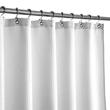 Barossa Design Waffle Weave Stall Fabric Shower Curtain 32 x 72, White | Hotel Luxury Spa, 230 GSM Thick Fabric, Water Repellent, Machine Washable, 32W x 72H for Narrow Stall - color: White, size: 32"W x 72"L (Pack of 1)