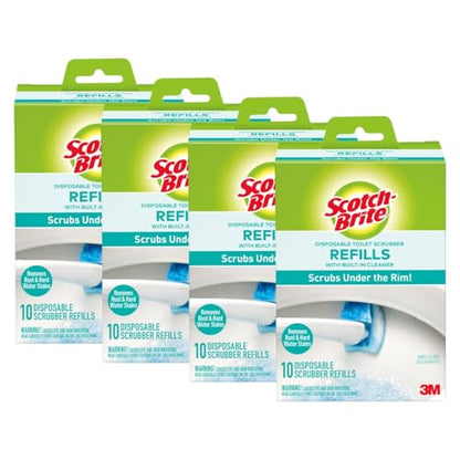 Scotch-Brite Disposable Toilet Cleaner Refill Pads, Disposable Refills with Built-In Bleach Alternative, Removes Rust & Hard Water Stains, 40 Disposable Refills