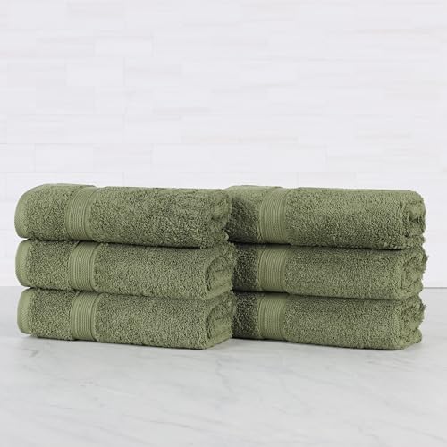 Superior 100% Organic Cotton Hand Towel Set of 6, Daily Use, Bathroom, Kitchen, Guest Bath, Quick Dry Small Towels, Face, Hand, Gym, Spa, Hotel, Absorbent, Essentials, Oregon Collection, Forest Green - color: Forest Green, size: Hand Towel - 6 Pack