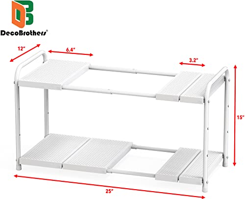 Deco Brothers Under Sink 2 Tier Expandable Shelf Organizer, White - color: White