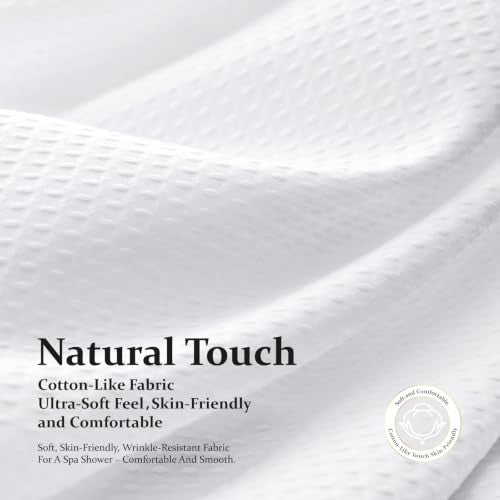 Waffle Shower Curtain 256 GSM Heavy Duty Fabric 72"x72" White | Thick Textured Cloth, Weighted Hem, Water Repellent Washable, Hotel Luxury Polyester Shower Curtain Set for Bathroom 12 Hooks - color: A. White, size: 72"W x 72"L (Pack of 1)