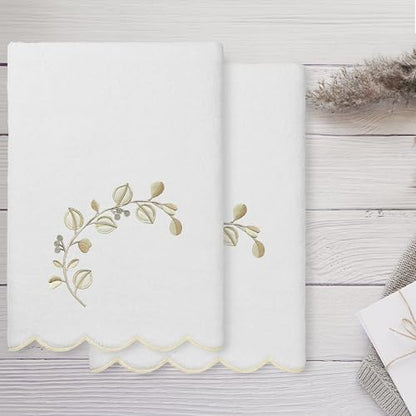 Jardin Turkish Cotton Scallop Towel-Beige-2 Pcs Bath Towel - color: Beige, size: 2 Pcs Bath Towel