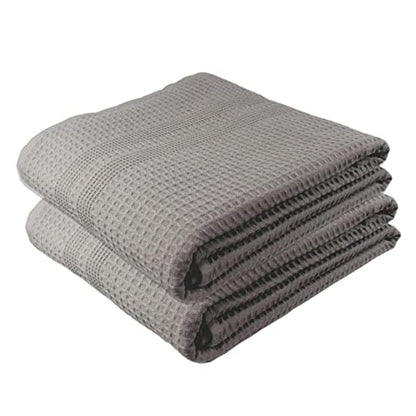 GILDEN TREE Waffle Bath Sheet Large Bath Towels Quick Dry Thin Body Towels, 40x80 Oversized Bath Towels for Adults, 2 Pack Bath Sheet Set, Classic Style (Pewter) - color: Pewter, size: Bath Sheet (2 Pack)