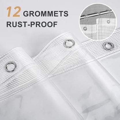 AmazerBath Heavy Duty Shower Curtain Liner 12 Gauge, 72 x 72 Inches Clear Shower Curtain Liner with 3 Clear Stones and 12 Grommet Holes, Weighted Plastic Shower Liner (Pack of 3) - size: 72"W x 72"L (Pack of 3)
