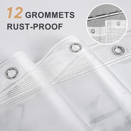 AmazerBath Heavy Duty Shower Curtain Liner 12 Gauge, 72 x 72 Inches Clear Shower Curtain Liner with 3 Clear Stones and 12 Grommet Holes, Weighted Plastic Shower Liner (Pack of 13) - size: 72"W x 72"L (Pack of 13)