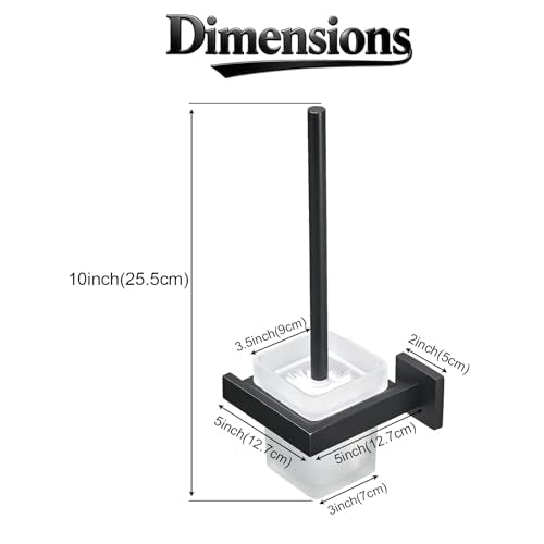 Matte Black Toilet Brush and Holder Set, NEWRAIN Wall Mounted Toilet Bowl Brush with Long Handle, Stainless Steel Toilet Brushes for Bathroom-Space Saving - color: Matte Black