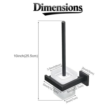 Matte Black Toilet Brush and Holder Set, NEWRAIN Wall Mounted Toilet Bowl Brush with Long Handle, Stainless Steel Toilet Brushes for Bathroom-Space Saving - color: Matte Black