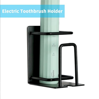 Toothbrush Holder Wall Mounted, Stainless Steel Bathroom Organizer for Electric Toothbrush, Toothpaste & Cup, No Drill Adhesive Shower Caddy (Black,1 Pack) - color: Black (1 Pack)