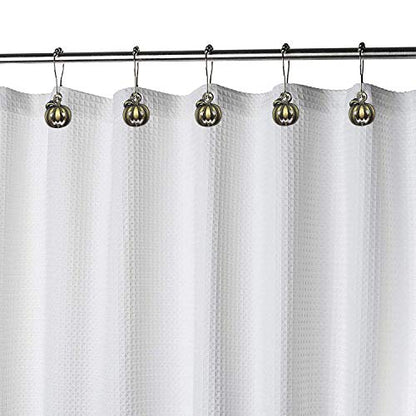 Set of 12 Halloween Smiling Pumpkins Shower Curtain Hooks Ring Stainless Steel Rustproof Bathroom Kids Room Fashion Home Decor (Bronze) - color: Bronze