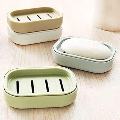 4 Pack Plastic Soap Dish, Soap Container, Double Layer Draining Soap Holder for Shower, Bathroom or Kitchen, C-0060 - color: 4 Pcs