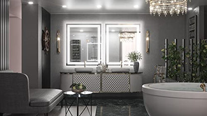 Keonjinn 30 x 36 Inch LED Bathroom Mirror with Lights, Frontlit and Backlit | HD Tempered Glass, Separately Frontlit/Backlit, Double Light Strips, Stepless 3 Colors Temperature & Dimmable, Fast Anti fog - size: 36"L x 30"W
