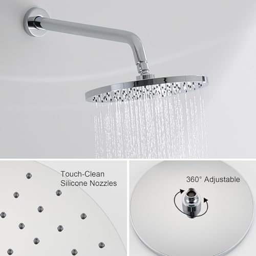 Iriber Shower System Wall Mounted Shower Faucet Mixer Set with Luxury High Pressure Shower head and 3-Setting Handheld, Bathroom Shower Trim Kit Contain Pressure Balance Valve,Polished Chrome - color: Chrome