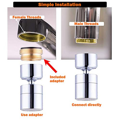 TOTOMO Kitchen Sink Faucet Aerator (Solid Brass) 2 Spray-mode (Shower&Bubble Stream) 360° Swivel Booster Sprayer adapter Water Saving Head attachment replacement - Chrome - color: Faucet Aerator 40° Angle - Polished Chrome