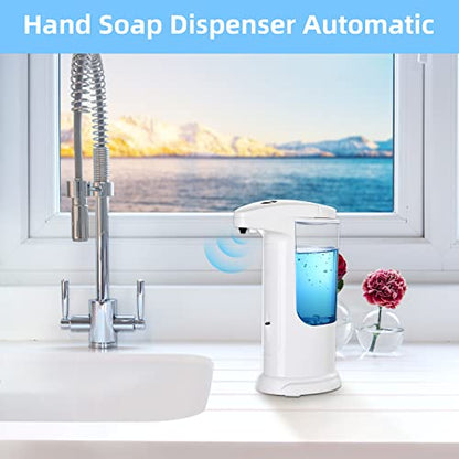 Automatic Soap Dispenser 400ml/13.5oz,Clear High Capacity Touchless with Infrared Sensor,HandsFree Soap Dispenser Seals Water-Resistant, Adjustable Liquid Dispensing