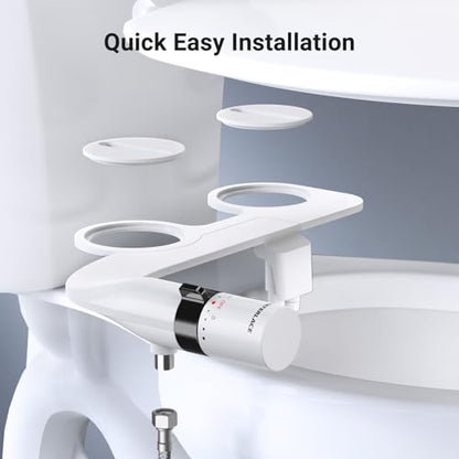 Bidet Attachment for Toilet Seat Sprayer - Non Electric Dual Nozzle with Cold Water - Self Cleaning Toilets Bathroom Spray for Butt Wash - Easy Slim Adjustable Pressure Control Rv Bidets Gifts - color: Black