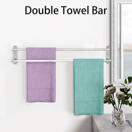 Double Towel Bar 32 Inch, Towel Rack for Bathroom, Wall Mount Bathroom Towel Holder, Stainless Steel Bathroom Towel Rack, Double Towel Hanger Towel Rod(Brushed Nickel) - size: 32 Inch