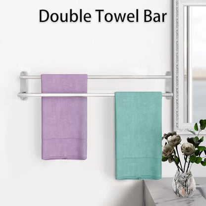 Double Towel Bar 32 Inch, Towel Rack for Bathroom, Wall Mount Bathroom Towel Holder, Stainless Steel Bathroom Towel Rack, Double Towel Hanger Towel Rod(Brushed Nickel) - size: 32 Inch