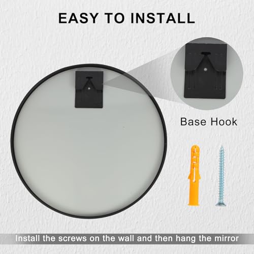 24x24 Round Wall-Mounted Mirror,Aluminum Alloy Frame | Tempered Glass Bathroom Vanity Mirror,Modern Style,Round Hanging,Circle Mirrors for Living Room,Bathroom,Vanity,Entryway - size: 24"L x 24"W