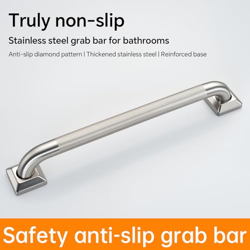 joyrain 500lb Capacity Stainless Steel Grab Bar - Heavy Duty Bathroom Safety Rail for Elderly, Anti-Slip Shower Handle, ADA Compliant (Knurling, 18inch) - color: Knurling, size: 18inch