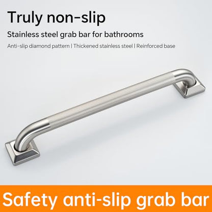 joyrain 500lb Capacity Stainless Steel Grab Bar - Heavy Duty Bathroom Safety Rail for Elderly, Anti-Slip Shower Handle, ADA Compliant (Knurling, 18inch) - color: Knurling, size: 18inch