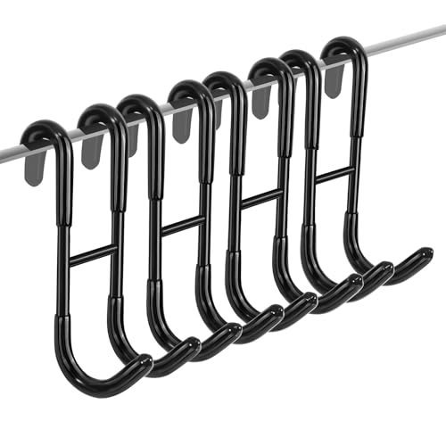 Over Shower Door Hooks for Towels – Rustproof Stainless Steel Bathroom Hooks for Glass Shower Doors, No-Drill Hangers for Robes, Towels & Loofahs, Fits Framed and Frameless Doors(4, Black) - color: Black
