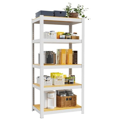 5 Tier 24"W x 16"D x 60"H Storage Shelves White Metal Garage Shelving | Heavy Duty Shelves Organization Multipurpose Shelf Kitchen Garage Pantry Closet - size: 24" W x 16" D x 60" H