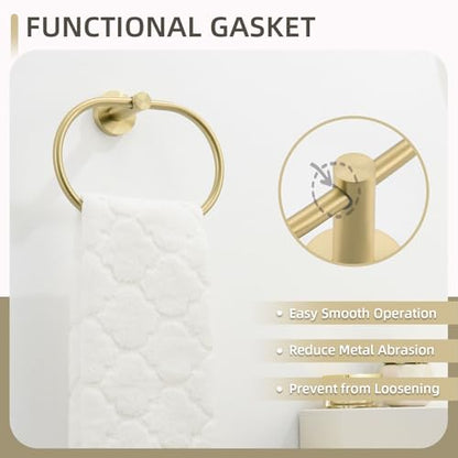 Angle Simple Bathroom Towel Ring, Swivel Hand Towel Holder, Brushed Gold | SUS304 Stainless Steel, Oval Modern Dishrag Hanger for Kitchen, Move Back & Forth, Screws Wall Mount - color: Oval - Brushed Gold