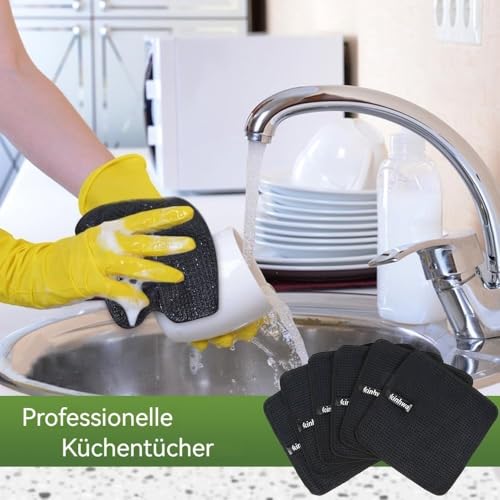 Waffle Microfiber Dish Cloths Black Kitchen Towels, Cleaning Cloth | Quick Dry Absorbent Dish Rags Dishcloths Barista Towels 8x8 Inch 10 Pack - color: Black, size: 8in x 8in 10 Pack