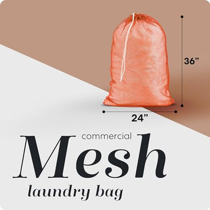 Handy Laundry Mesh XL Laundry Bag - Durable, Machine Washable with Secure Drawstring Closure - Perfect for College Dorms, Laundromats, Apartments (Orange, Large 24" x 36") | XL 24x36 Mesh Laundry Bag, Secure Drawstring, Heavy Duty, Machine Washable, for D