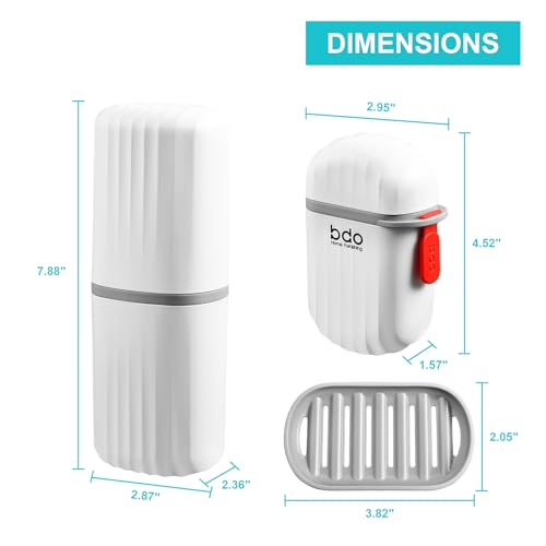 VITVITI White Toothbrush Travel Case, Portable Travel Soap Container Leakproof Dish Tray,7.88 inch Toothpaste Toothbrush Holder with Cover for Trip/Bathroom/Camping | Dish Soap, drainage, leakproof, 7.88 in, Traveling Toothpaste Tooth Brush Holder, Cover,