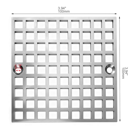 4" Matte Silver Shower Drain Cover, 304 Stainless Steel Square Floor Drain Cover Replacement, Drain Strainer and Hair Catcher for Showers, Bathrooms, and Sinks - color: Sliver