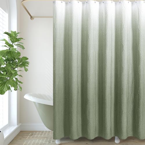 72x84 Extra Long Shower Curtain, Ombre Sage Green 3D Embossed Half Bath Curtain - color: Ombresagegreen, size: 72"W x 84"L (Pack of 1)
